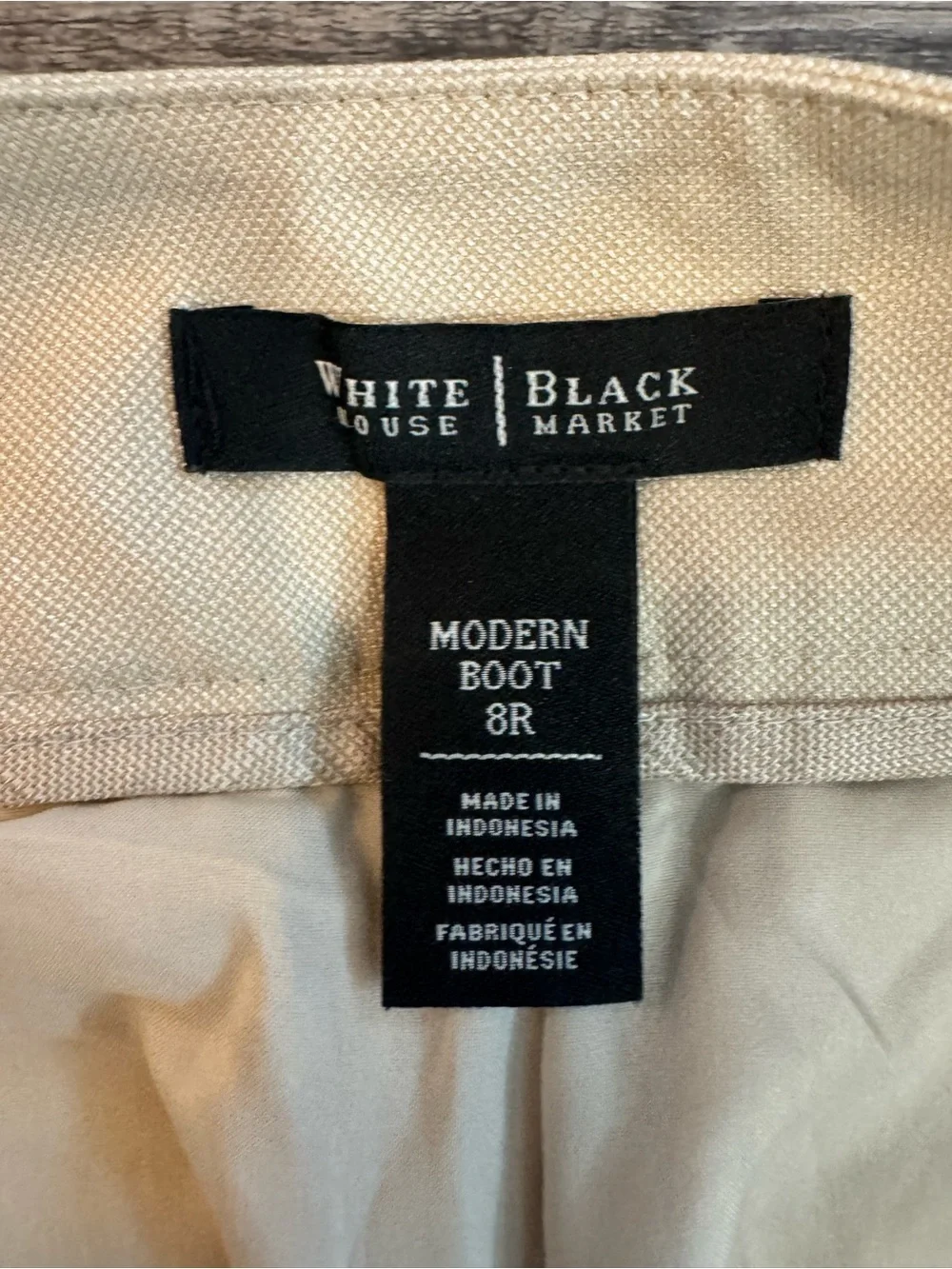 White House Black Market Cream Dress Trousers Sz 8